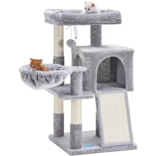 Medium Density Fiberboard & Flannelette Soft & Multifunction Cat Tree gray PC