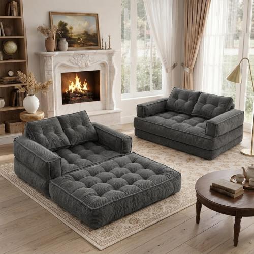Corduroy double & Soft & Multifunction Sofa Bed Sponge Solid PC