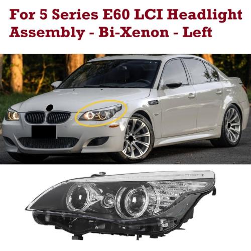 Headlight Assembly - Bi-Xenon - Left For 5 Series E60 LCI 1 PCS 2007-2010