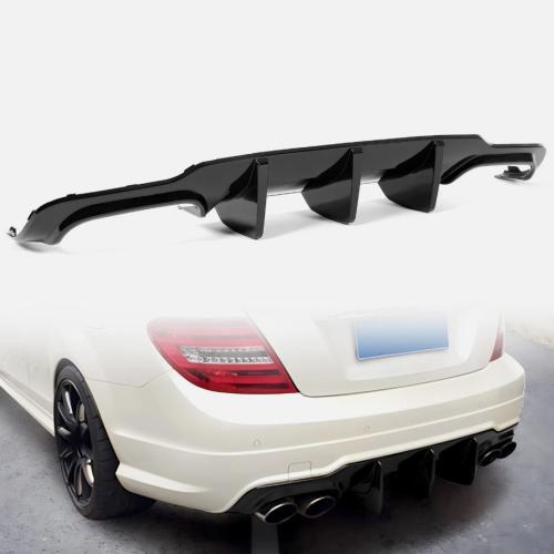 For Mercedes W204 C250 C300 C350 C63 AMG 2012-14 Gloss Black ABS Rear Diffuser