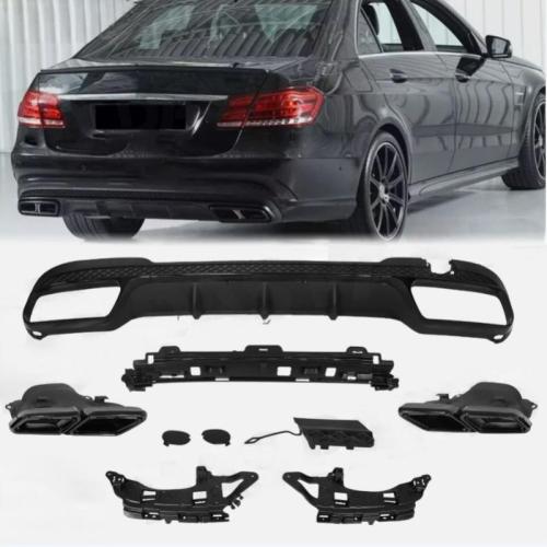 Rear Diffuser Exhaust Tips Black For 2014-2015 Mercedes E-Class W212 E63 Style