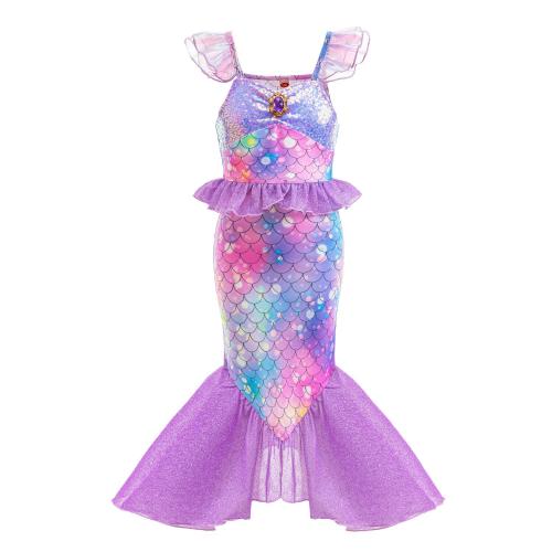 Polyester Princess Girl One-piece Dress patchwork PC