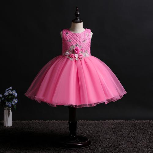 Gauze & Polyester iron-on Girl One-piece Dress PC