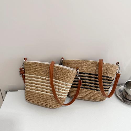 Straw Bucket Bag Crossbody Bag Polyester striped PC