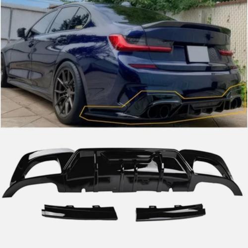 For 2019-2022 BMW 3 Series 330i M340i G20 M Sport Rear Diffuser Gloss Black