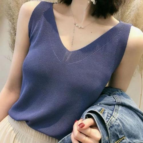 Viscose-vezel Tanktop Gebreide Solide meer kleuren naar keuze stuk