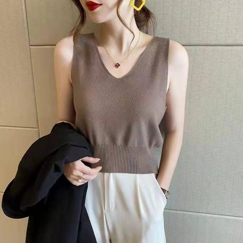 Viscose-vezel Tanktop Gebreide Solide meer kleuren naar keuze stuk