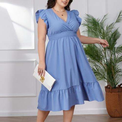 Polyester Jurk uit één stuk Solide lichtblauw stuk