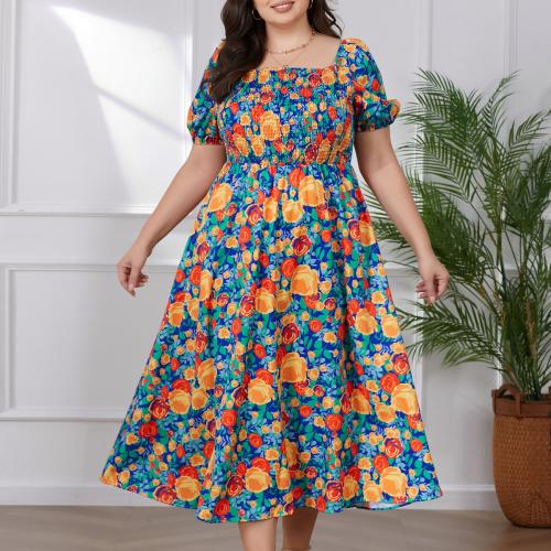 Polyester Jurk uit één stuk Afgedrukt Bloemen stuk