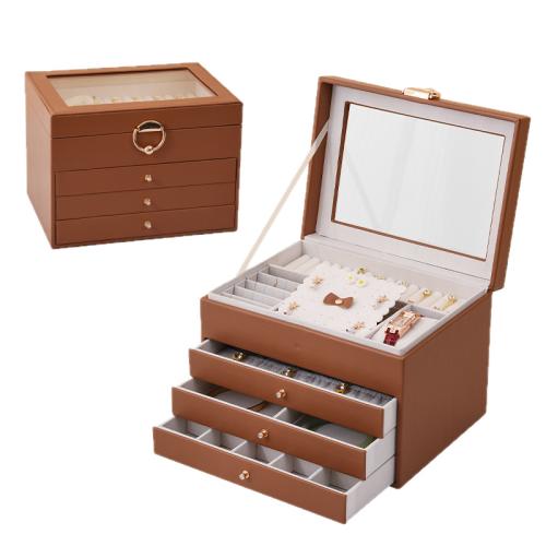 Flannelette (Flannelette) & Hout & PU-leer Sieraden Opslag Case meer kleuren naar keuze stuk