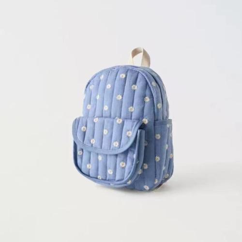 Canvas Backpack Lightweight & embroidered & for children & waterproof floral blue PC