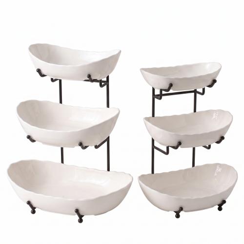 Porcelain & Iron triple layer & easy cleaning Dried Fruit Plate white PC