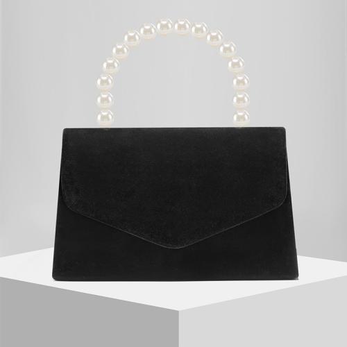 Velour Box Bag Clutch Bag with chain Plastic Pearl Solid PC