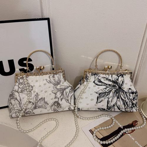 Polyester Handtas Plastic Parel Bloemen meer kleuren naar keuze stuk
