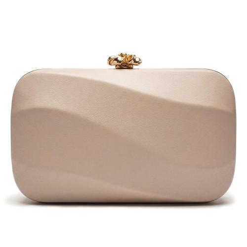 PU Leather hard-surface Clutch Bag with chain Satin Solid PC