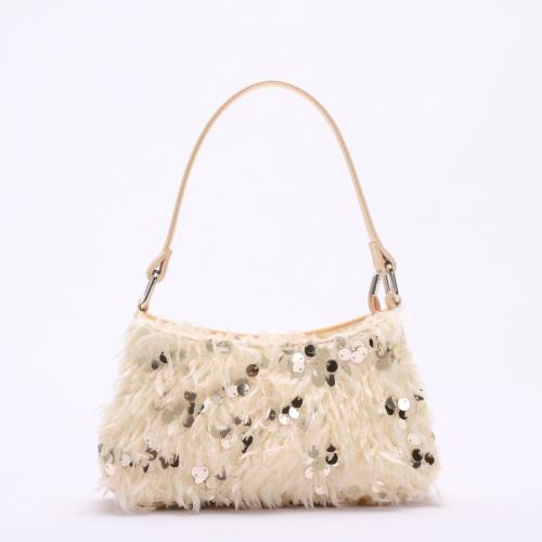 Plush Handbag soft surface Sequin & Polyester Apricot PC