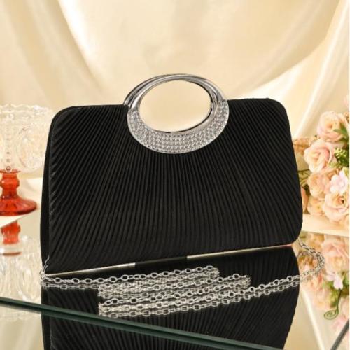 PU Leather Pleat Clutch Bag durable & with rhinestone PC