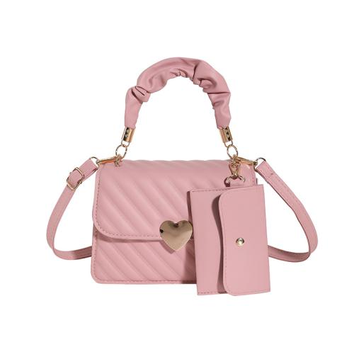 PU Leather Handbag with small bag & attached with hanging strap PC