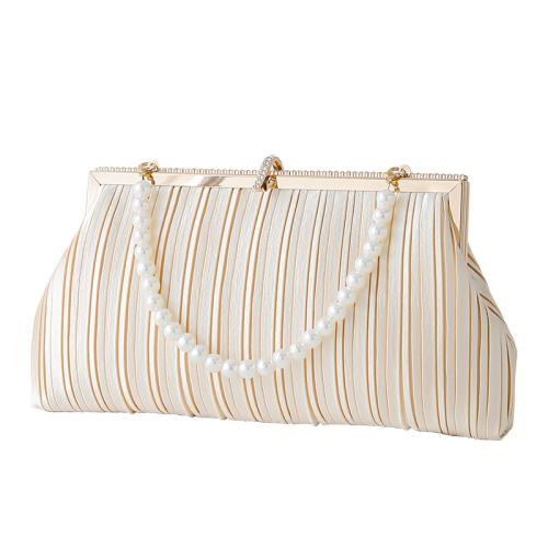 Polyester Pleat Clutch Bag with rhinestone PC