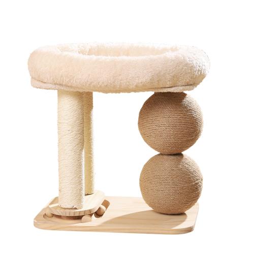 Sisal hennep & Pluche & Massief hout Kat klimmen frame stuk