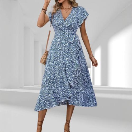 Polyester Robe d’une seule pièce Imprimé Floral plus de couleurs pour le choix pièce