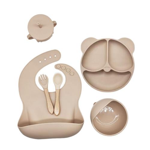 Silicone de qualité alimentaire Ensemble de couverts pour enfants plus de couleurs pour le choix Ensemble