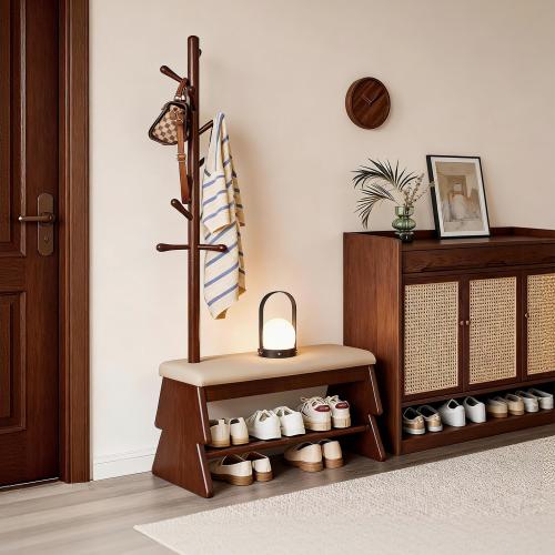 Solid Wood Multifunction Storage Stool durable Sponge & PU Leather PC