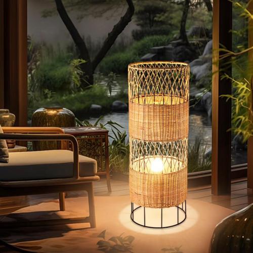 Bamboo & PVC Floor Lamps different power plug style for choose PC