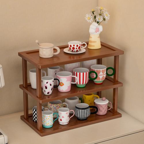 Medium Density Fiberboard & Moso Bamboo Multilayer Shelf Dark Brown PC