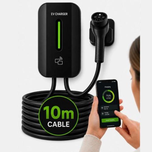 7kW Smart EV Charger Type 2 10m Cable App Controlled Home Charger 32A