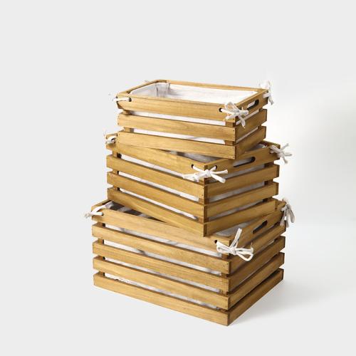 Linen & Wood Storage Basket detachable & washable & breathable PC