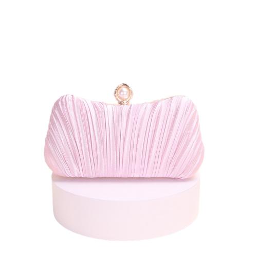 Polyester Pleat Clutch Bag with chain & with rhinestone PC
