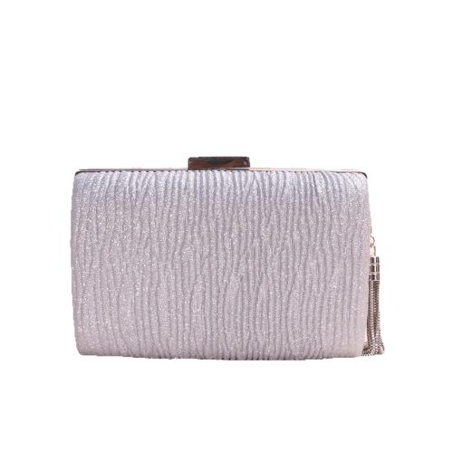 Polyester Pleat & Tassels Clutch Bag with chain PC