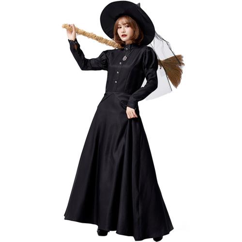 Lycra & Polyester Sexy Witch Costume Halloween Design dress & hat black Set