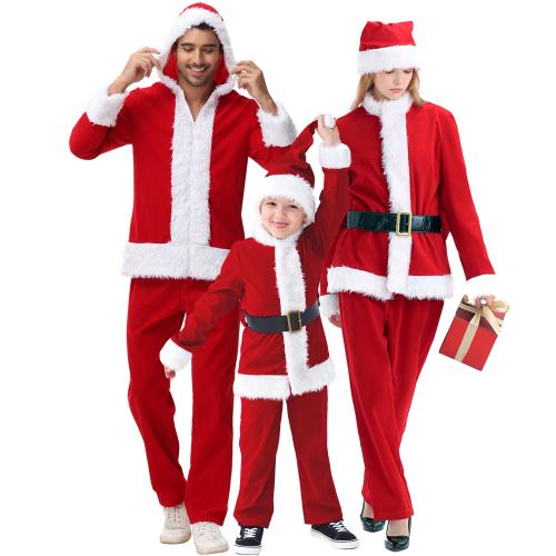 Polyester Costume parent-enfant rouge et blanc Ensemble