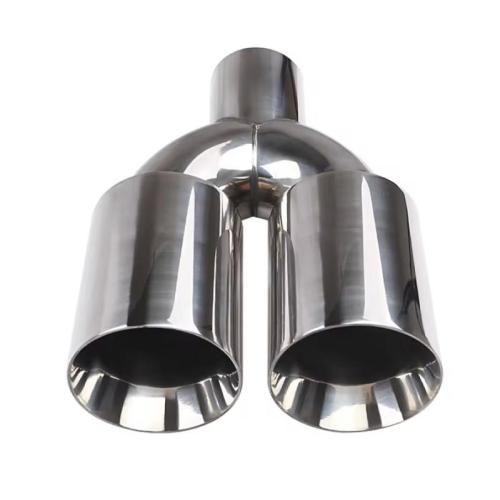 Universal U-Shape 63-89mm Dual Outlet Stainless Steel Exhaust Tip 2.5inch Double Layer Welded Edge