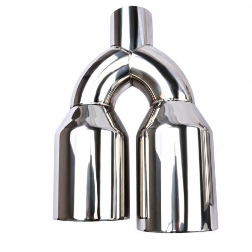 Universal 2.5inch U-Shape Dual Outlet Stainless Steel Exhaust Tip 63-102mm Double Layer Welded Edge