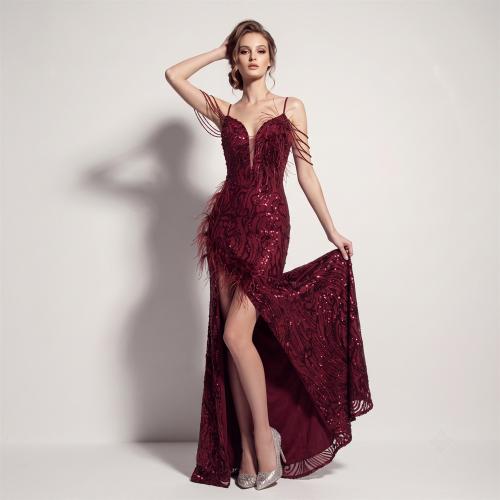 Polyester Robe longue de soirée Paillettes plus de couleurs pour le choix pièce