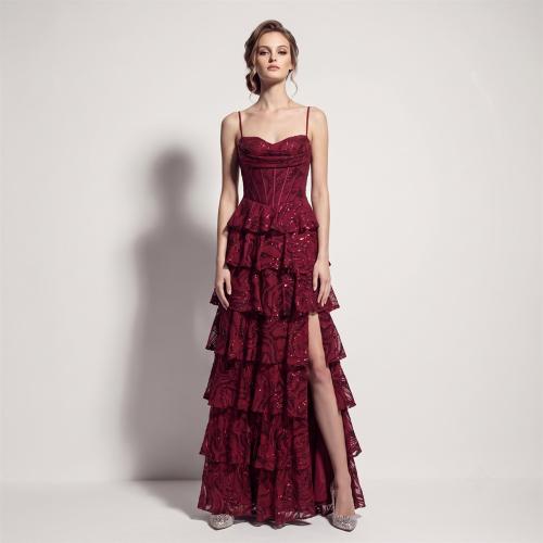 Polyester Robe longue de soirée Paillettes plus de couleurs pour le choix pièce