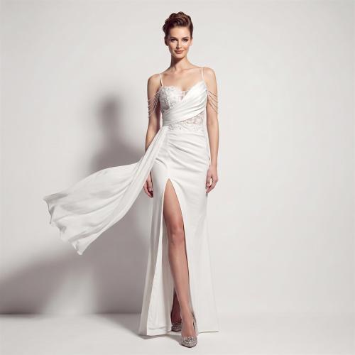 Tricoté Robe longue de soirée Mousseline Solide plus de couleurs pour le choix pièce