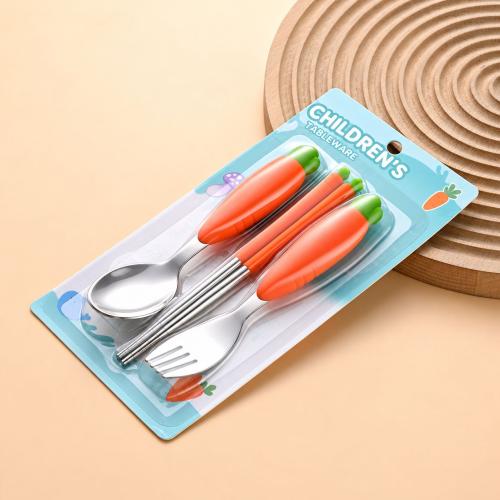 304 Acier inoxydable & Silicone Ensemble de couverts pour enfants pièce