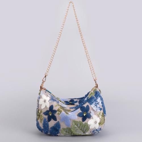 Polyester Shoulder Bag with chain & durable & with sequin & embroidered floral PC