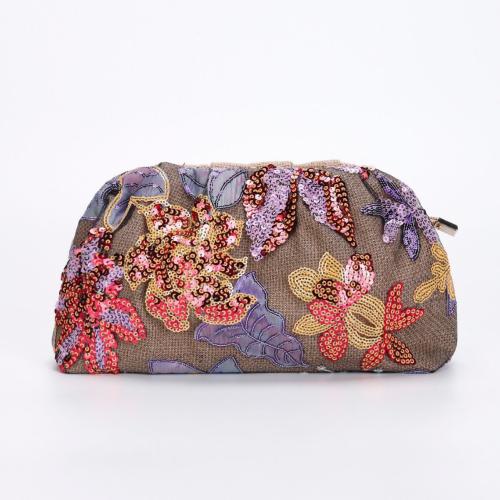 New Women's Handbag with Heavy-Duty Ink-Style Embroidery Mesh Fabric Sequins Light Luxury Clutch Evening Bag Cloud Bag