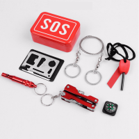 Fer Trousse de premiers soins SOS Whistle & Boussole & Couteau pliable Rouge pièce