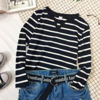 Polyester Vrouwen lange mouw T-shirt Spandex Lappendeken Striped meer kleuren naar keuze stuk