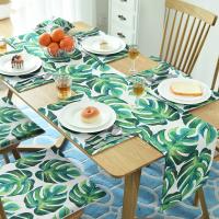 Cotton Linen Table Runner printed leaf pattern PC