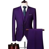 Polyester Slim Men Suit & three piece & breathable vest & Pants & coat Solid PC