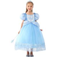 Polyester Costume de princesse d’enfants bleu ciel pièce