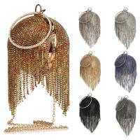 PU Leather Round Ball & Tassels Clutch Bag & with rhinestone PC