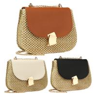 Straw Saddle & Weave Crossbody Bag with chain & Mini PC